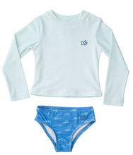 Load image into Gallery viewer, Fish Reef Rashguard Swim Set-Green Stripe/Blue