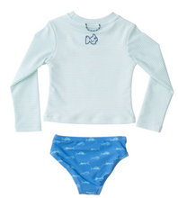 Load image into Gallery viewer, Fish Reef Rashguard Swim Set-Green Stripe/Blue