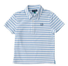 Load image into Gallery viewer, Heathered Polo S/S-Marina Stripe