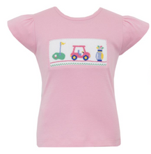 Load image into Gallery viewer, Pink Golf T-Shirt & Blue Gingham Shorts Set