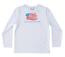 Load image into Gallery viewer, American Flag Fishing Tee L/S-White