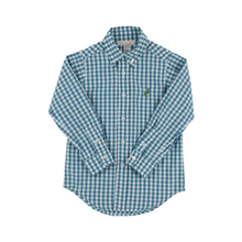 Load image into Gallery viewer, Dean's List Dress Shirt- Barnsley Blue Gingham/Gallatin Green