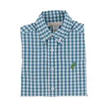Load image into Gallery viewer, Dean's List Dress Shirt- Barnsley Blue Gingham/Gallatin Green