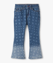 Load image into Gallery viewer, Hearts Flared Leg Denim Pants