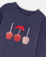 Load image into Gallery viewer, Apples Tee & Plaid Leggings Set- Mood Indigo