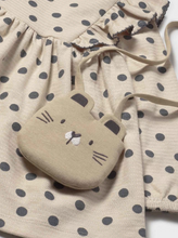 Load image into Gallery viewer, Baby Polka Dot Dress & Purse Set- Tapioca