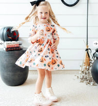 Load image into Gallery viewer, Pumpkin Peekaboo Pocket Twirl Dress