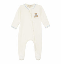 Load image into Gallery viewer, Bear Hugs Sky Zip Footie - WHT / BL