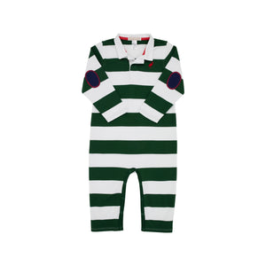 Sir Proper’s Rugby Romper- Grier Green Rugby Stripe/ Richmond Red