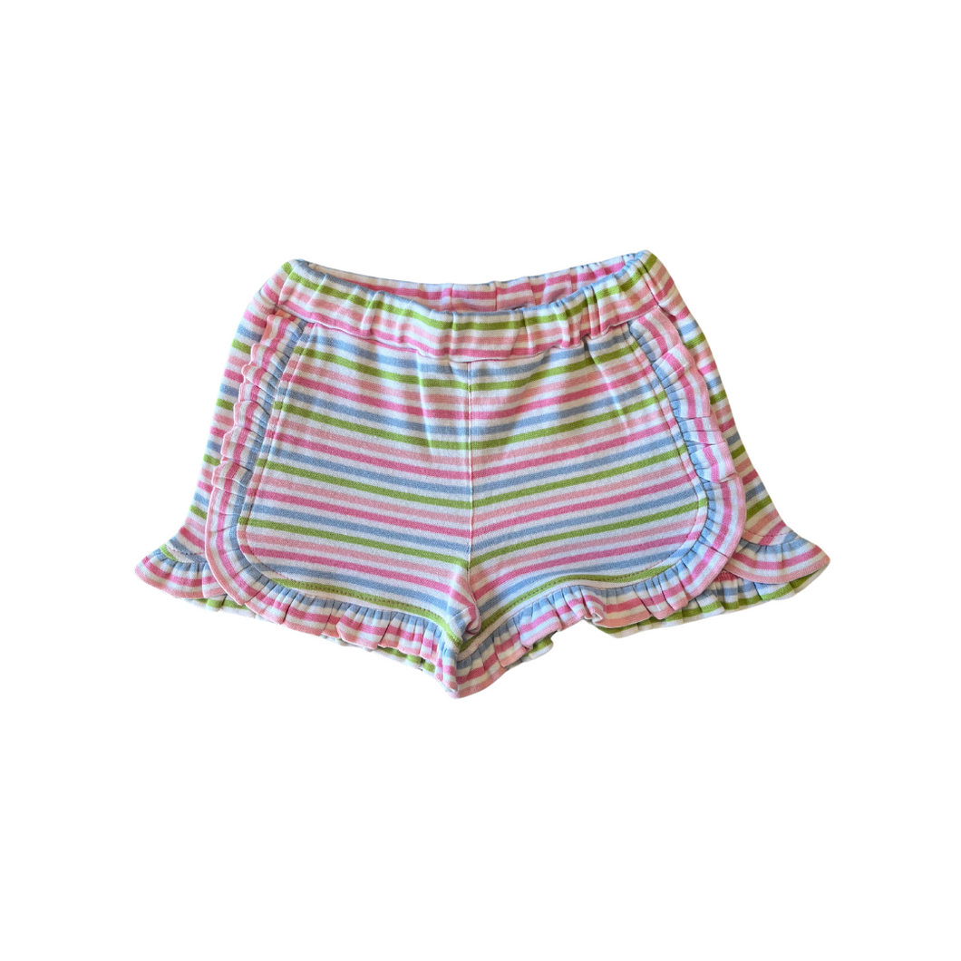 Multi Pastel Stripes Ruffle Shorts