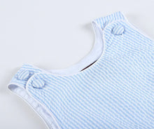 Load image into Gallery viewer, Classic Light Blue Stripe Seersucker Romper