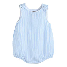 Load image into Gallery viewer, Classic Light Blue Stripe Seersucker Romper