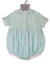 Load image into Gallery viewer, Blue/Green Plaid Joe Smocked Bubble