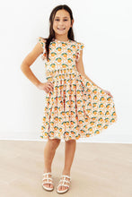 Load image into Gallery viewer, Orange Orchard Flutter Sleeve Twirl Dress