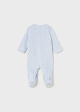 Load image into Gallery viewer, Bunny Velour Footie- Cloud Blue