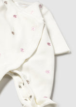 Load image into Gallery viewer, Velour Footie w/ Pink Embr- White