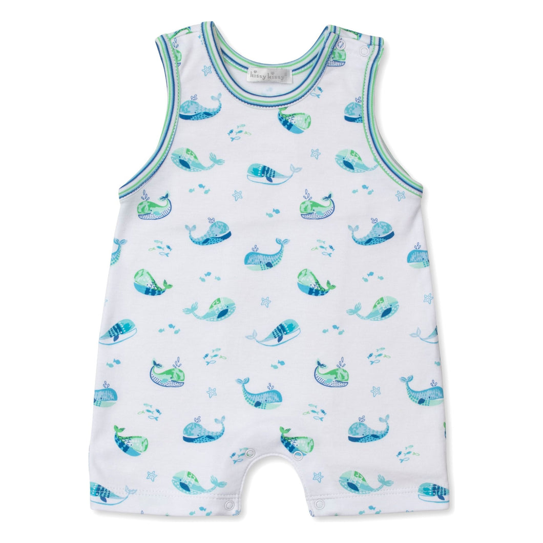 Watercolor Whales Print Sleeveless Playsuit