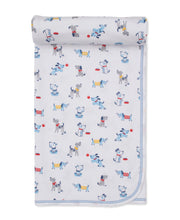 Load image into Gallery viewer, Puppy Patch Print Blanket- Blue