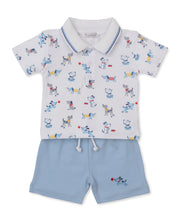 Load image into Gallery viewer, Puppy Patch Print Bermuda Set- Blue