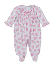 Load image into Gallery viewer, Lilac Love Print Smocked Footie