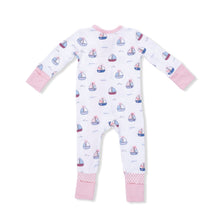 Load image into Gallery viewer, Bubbly Sailboats Pink Bamboo Conv Romper