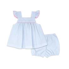 Load image into Gallery viewer, Simply Blue Seersucker Sally Swing Set