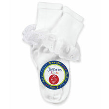 Load image into Gallery viewer, Girls Eyelet & Fancy Lace Socks 2pk- White