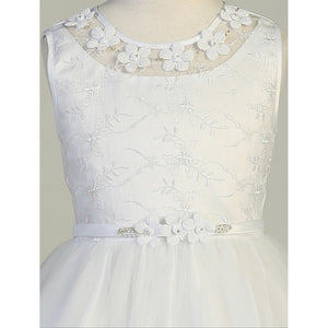 Embroidered Tulle Dress with Flower Appliqués