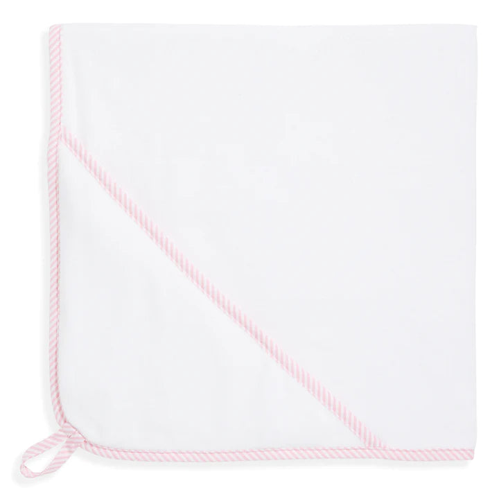 Bliss Hooded Terry Bath Towel - White/Pink