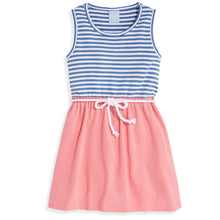 Load image into Gallery viewer, Bayview Beach Dress- Royal Stripe with Flamingo Pink