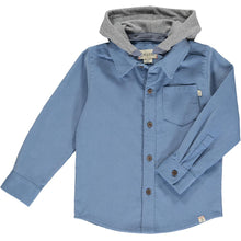 Load image into Gallery viewer, Erin Hooded Woven Shirt- Blue Corduroy
