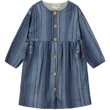 Load image into Gallery viewer, Button-Through Dress- Indigo w/ Multicolor Stitches

