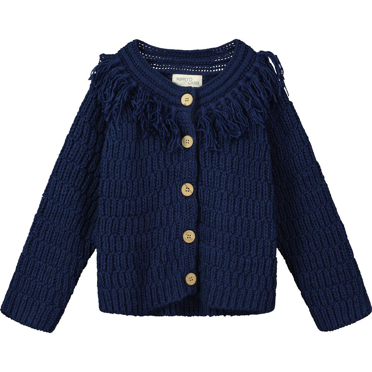 Tassel Cardigan- Indigo Chunky Knit – Milby's Just Kids