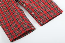 Load image into Gallery viewer, Christmas Plaid Santa Sleigh Smocked Overalls- Red
