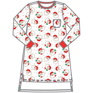 Winking Santa Print Red Nightdress