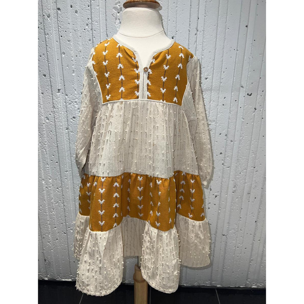 Tiered Dress- Oatmeal Textured Dress