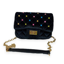 Load image into Gallery viewer, Colorful Studs Velvet Quilted Purse - Black
