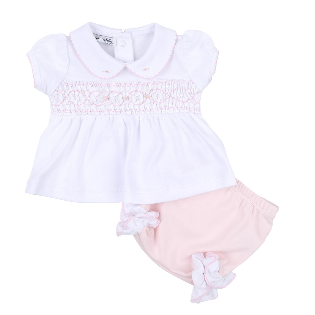 Abby & Alex Smocked Collared Ruffle Diaper Cover Set
