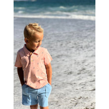 Load image into Gallery viewer, Peach Henry Print Polreath Polo

