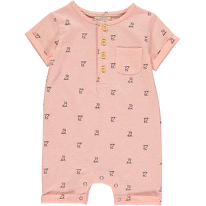 Peach Henley Henry Martingale Romper