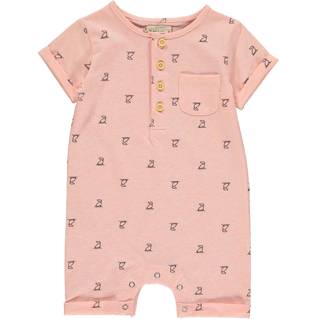 Peach Henley Henry Martingale Romper