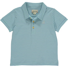 Load image into Gallery viewer, Aqua &amp; Blue Stripe Starboard Polo
