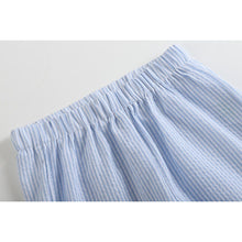 Load image into Gallery viewer, Blue Seersucker Bunnies Smocked Shirt &amp; Shorts Set
