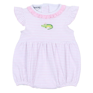 Alligator Friends Pink Embroidered Flutters Bubble