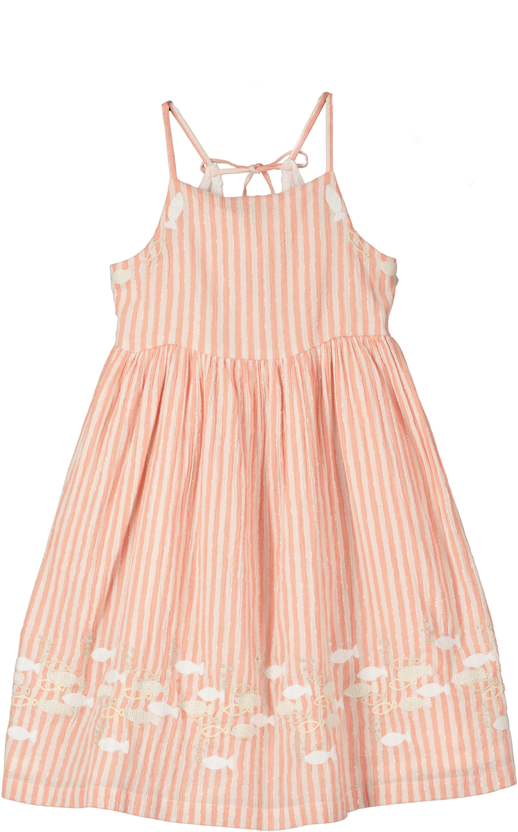 Strappy Summer Dress in Pink with Fish