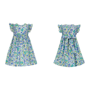 Pop flower Print Sundress- Blue / Turq .