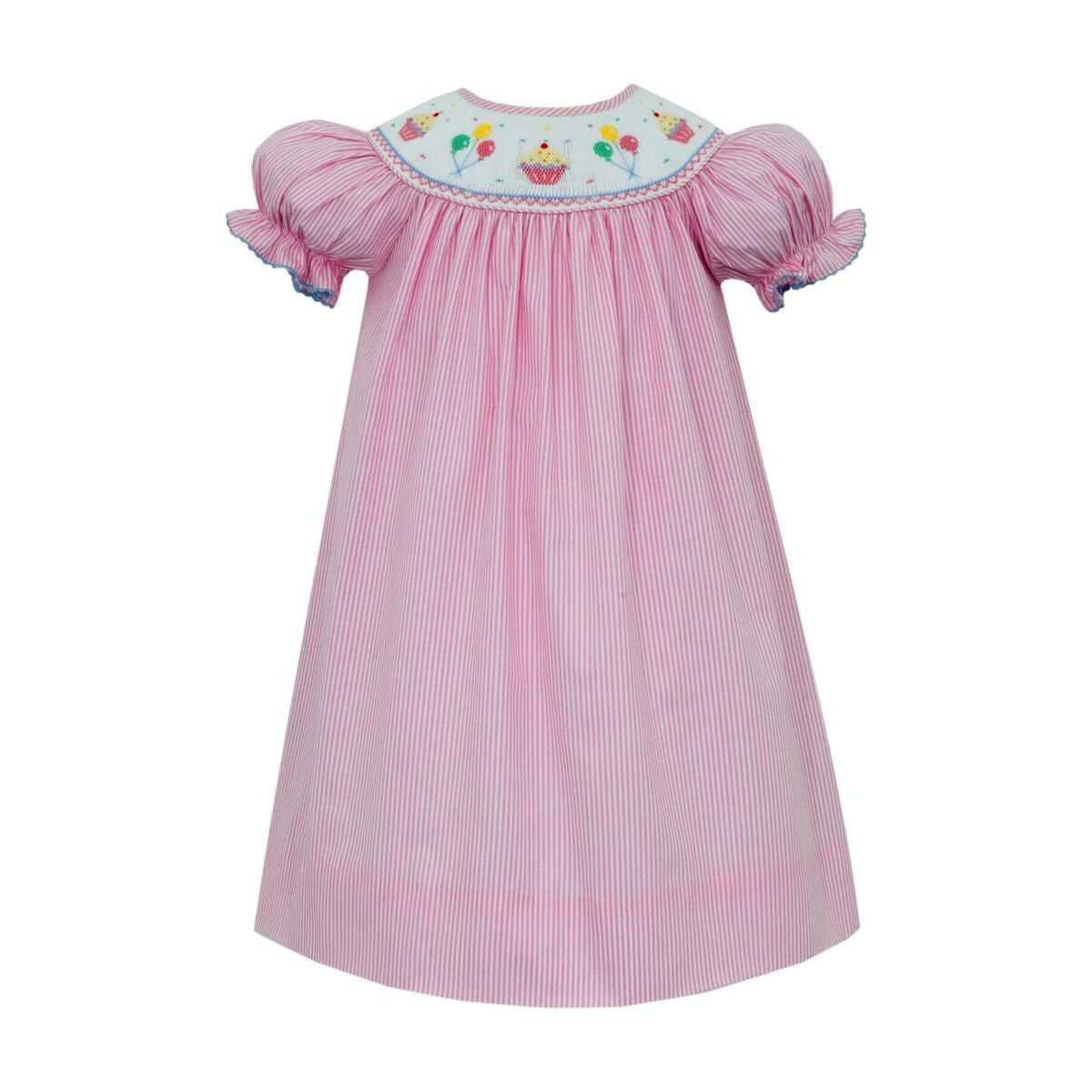 Birthday Smocked Bishop Dress in Pink Stripe Milby's Just Kids Birthday Smocked Bishop Dress in Pink Stripe Milby's Just Kids