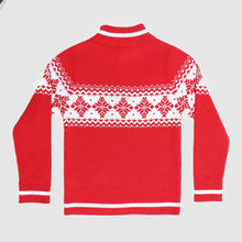 Load image into Gallery viewer, Alpine 1/4 Zip Snow Flake Sweater- Red/White
