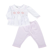 Load image into Gallery viewer, Lilly and Logan Pink Smocked Pant Set
