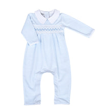 Load image into Gallery viewer, Lilly and Logan Blue Smocked Playsuit
